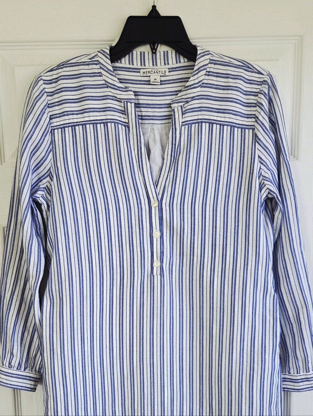 J. Crew Striped Cotton Women's Shirt Dress with Tie Belt - Blue & White Size M - Picture 5 of 9